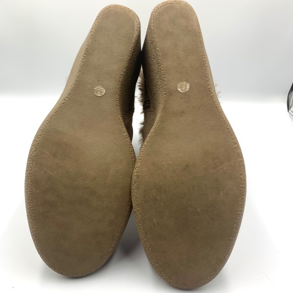 Women’s tan/ beige faux fur trim buckle zippered closure wedge ankle boot boho - Picture 10 of 11